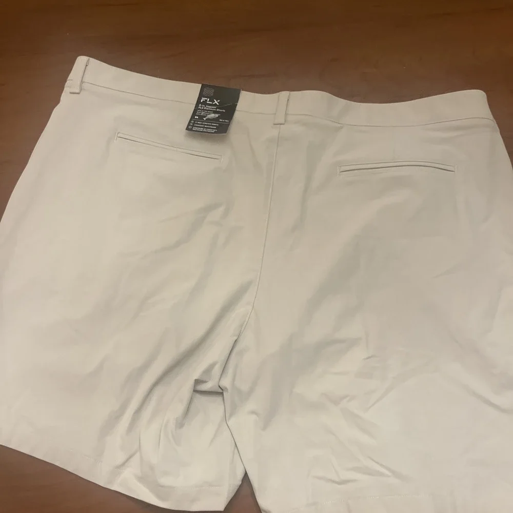 FLX Men's Beige Stretch Premium Shorts Big & Tall Size 54 Comfort Waist NWT